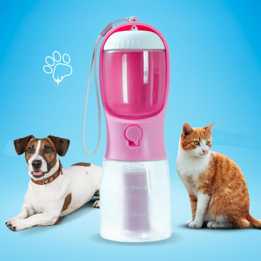 Pet Accessories-Pet Portable Water Food Bottle Cherry Blossom Pink